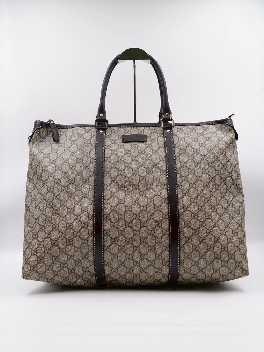 Gucci Beige Monogram Duffel with Dark Brown Leather Trim